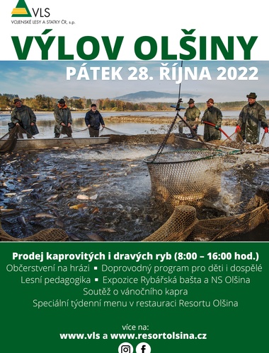 Vojenské lesy po pandemické pauze zvou opět veřejnost na výlov Olšiny
